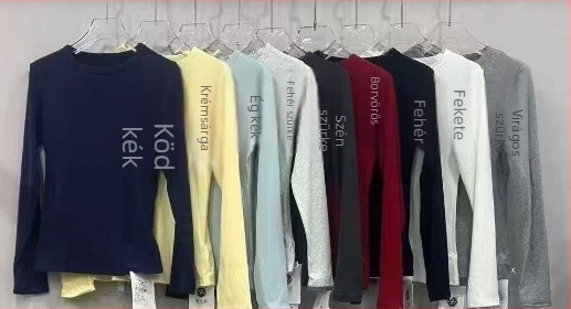 Női Slim-fit hosszú ujjú póló kerek nyakkal, egyszínű, Modal-Spandex anyag