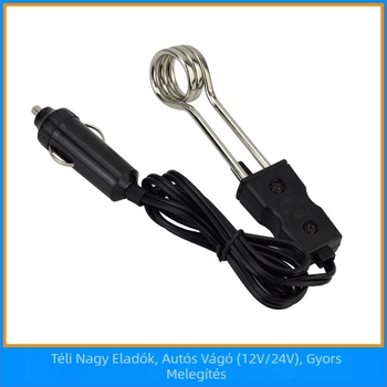 Autós vízmelegítő elektromos fűtőrúddal, 12V/24V, 45W, modell F4207, ABS