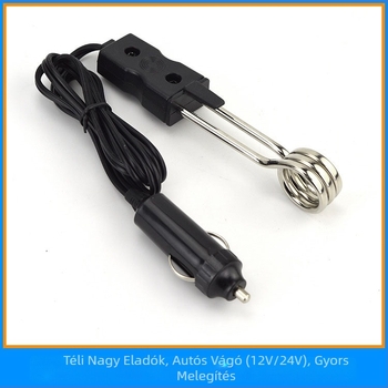 Autós vízmelegítő elektromos fűtőrúddal, 12V/24V, 45W, modell F4207, ABS