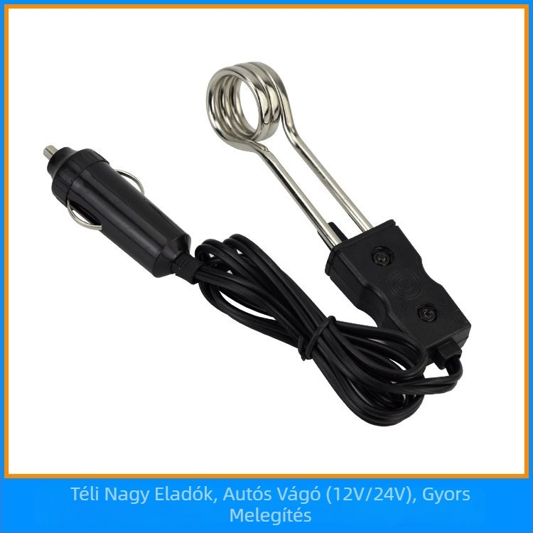 Autós vízmelegítő elektromos fűtőrúddal, 12V/24V, 45W, modell F4207, ABS