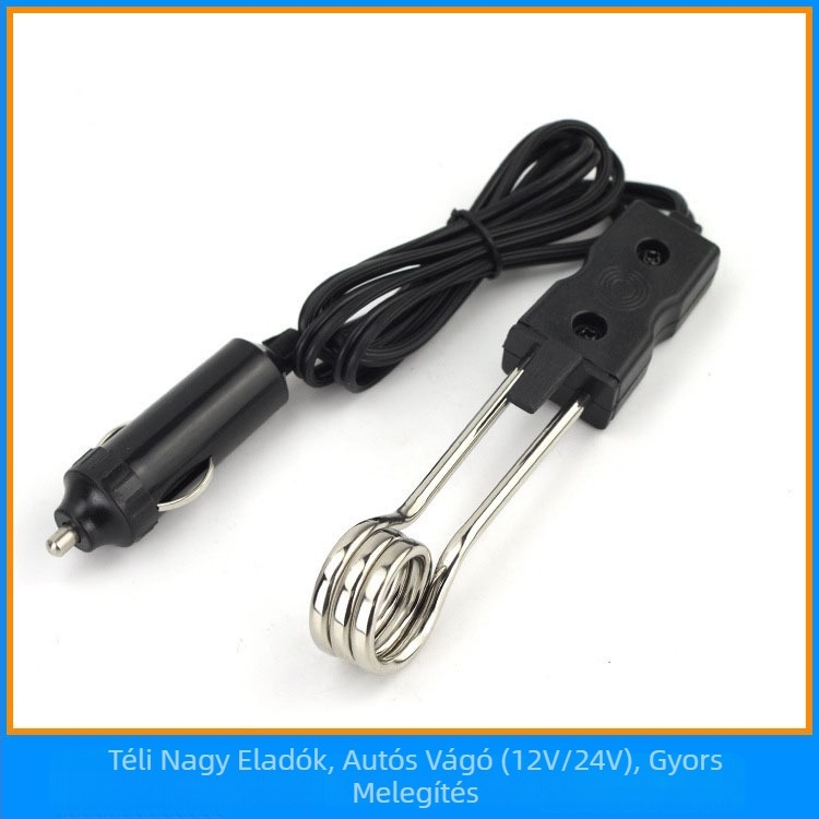 Autós vízmelegítő elektromos fűtőrúddal, 12V/24V, 45W, modell F4207, ABS
