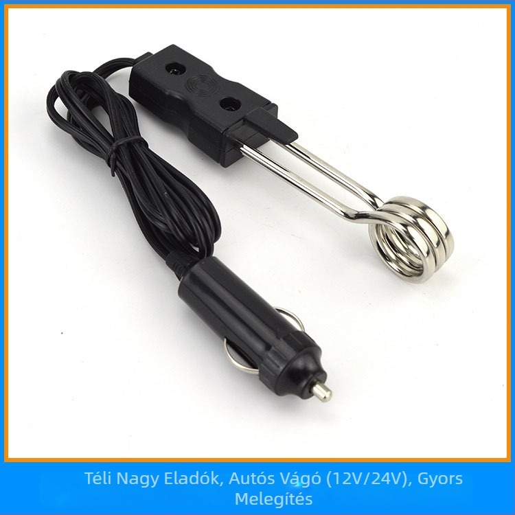 Autós vízmelegítő elektromos fűtőrúddal, 12V/24V, 45W, modell F4207, ABS