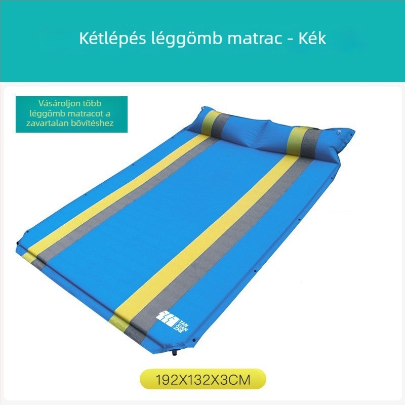 Explorer Összekapcsolható PVC automata felfújható kemping matrac – dupla vagy egyágyas, 210T pongee PVC, 2.5 kg, teherbírás 500 kg