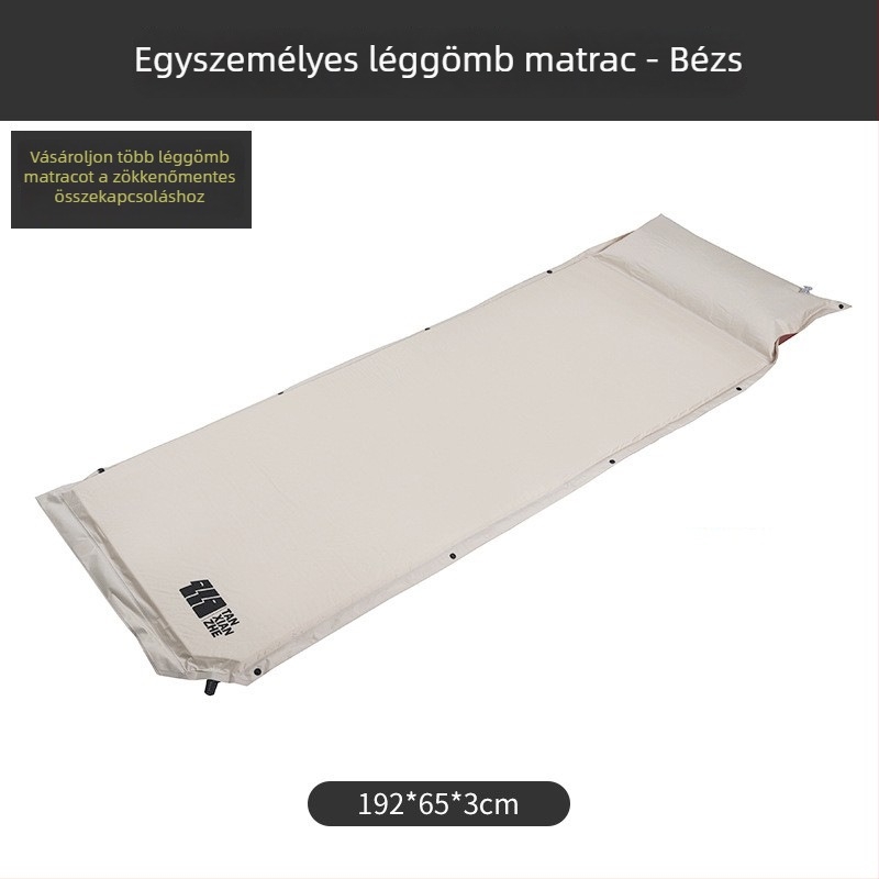 Explorer Összekapcsolható PVC automata felfújható kemping matrac – dupla vagy egyágyas, 210T pongee PVC, 2.5 kg, teherbírás 500 kg