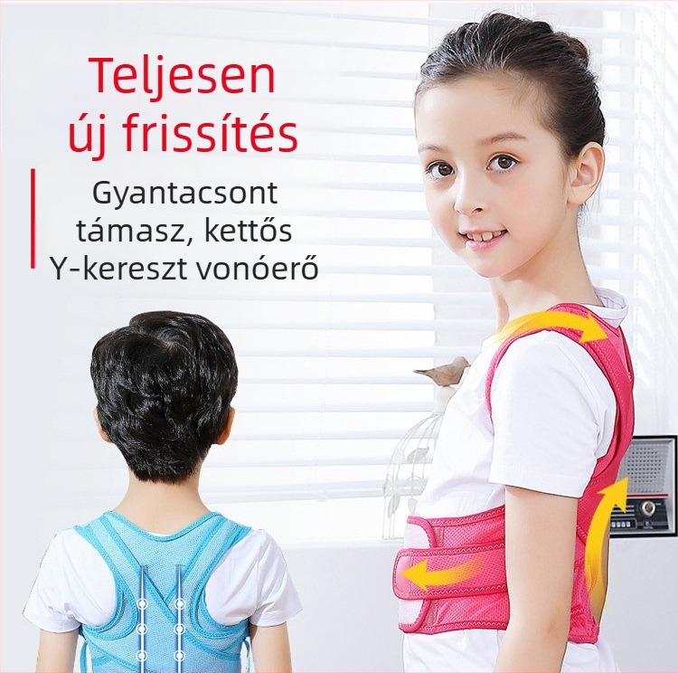 Gyermekek számára készült testtartás-korrekciós eszköz ülés és írás közbeni használatra, láthatatlan belső gerinmtámogatással.