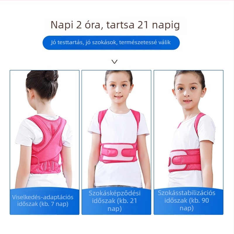Gyermekek számára készült testtartás-korrekciós eszköz ülés és írás közbeni használatra, láthatatlan belső gerinmtámogatással.