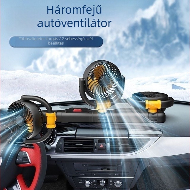 Autóba szerelt háromfejű ventilátor, összecsukható, erős légáramlat, modell F4505
