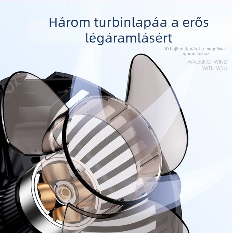 Autóventilátor, 12V-24V univerzális, 10W, USB táplálás, szívócsésze, dupla fejű, modell ymg-904
