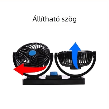 Kétfejű autóventilátor, beépíthető használatra, 5/12/24V, erős légáramlás, forgó fej