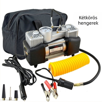 Autóhoz készült elektromos levegőpumpa, dupla hengeres, fémtest, 120W, Xianwang