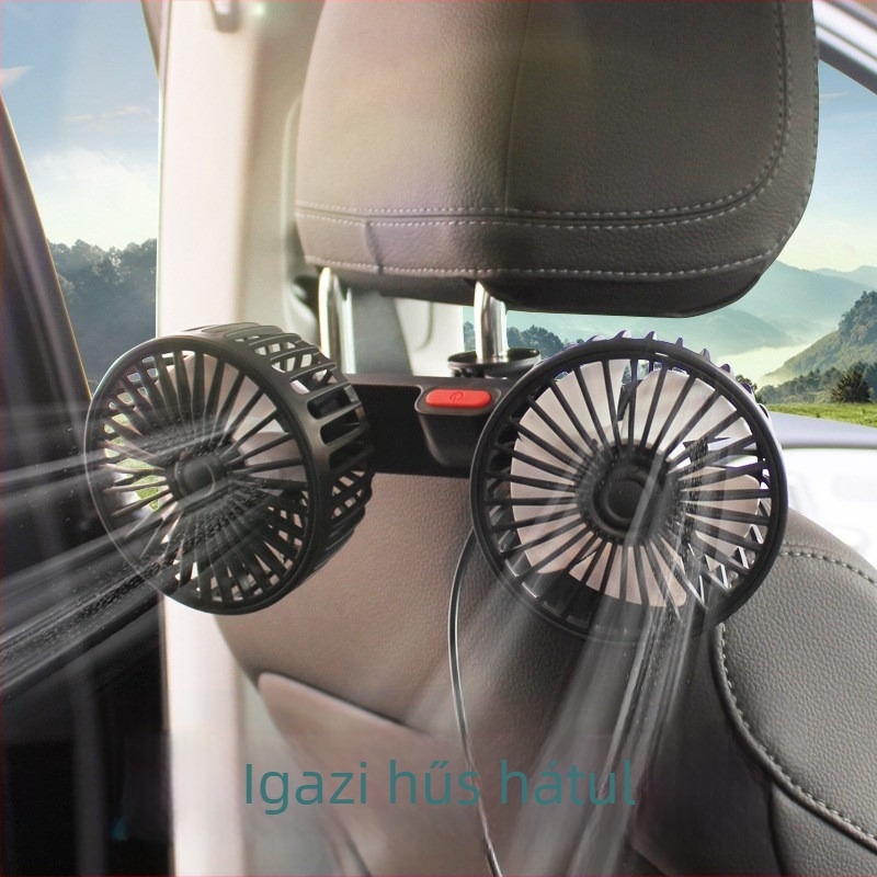 Autó ventilátor - USB táplálású, hátsó üléshez, univerzális, nagy teljesítményű, többfunkciós