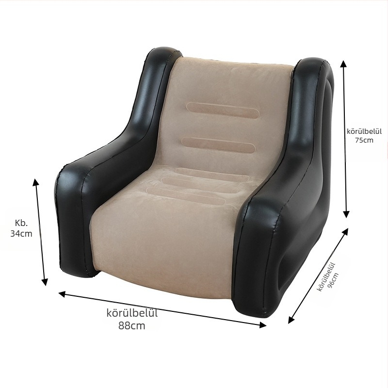 Felfújható kanapé karfákkal – 1–2 személyes kemping felfújható kanapé, PVC flocking, 0,55 mm vastagság, 5 kg tömeg