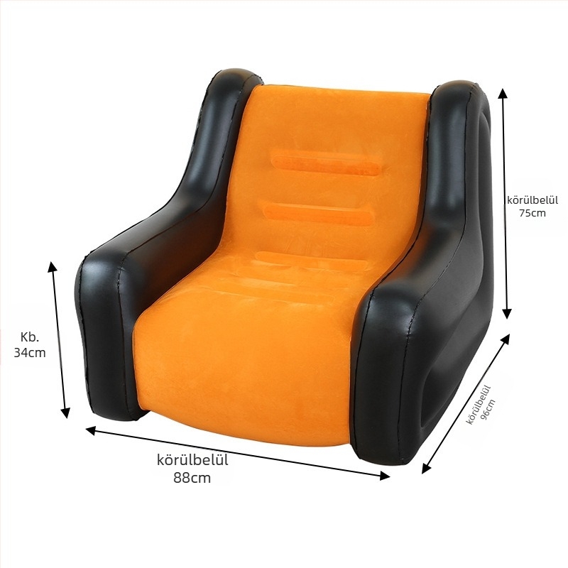 Felfújható kanapé karfákkal – 1–2 személyes kemping felfújható kanapé, PVC flocking, 0,55 mm vastagság, 5 kg tömeg