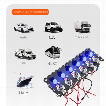 Youliang auto alkatrész 12-24V üvegszálas panel 6 kapcsolóval és 10A biztosítékkal, modell 6BG-6ST-2