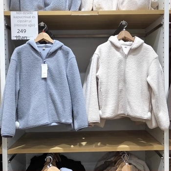 Női kapucnis kardigán cipzárral - Chenille anyag, Spandex <30%, polo gallér, lazán szabott