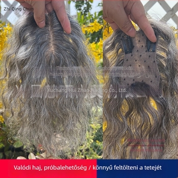 To Youth szürke göndör haj helyettesítő paróka darab - modell 7-11, nagymama stílusú