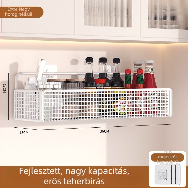Langcheng Zwj-99 fürdőszobai falon történő tároló állvány, 20 kg teherbírás, egy szint, fúrás nélküli telepítés