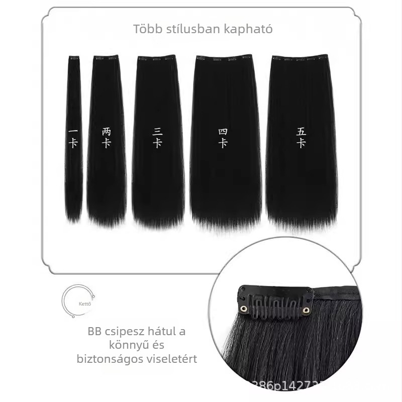 Hanfu inspirációjú paruka fin volummal és természetes hajból készült póthajjal, egy darabból álló egyenes paruka, hossz 50–90 cm