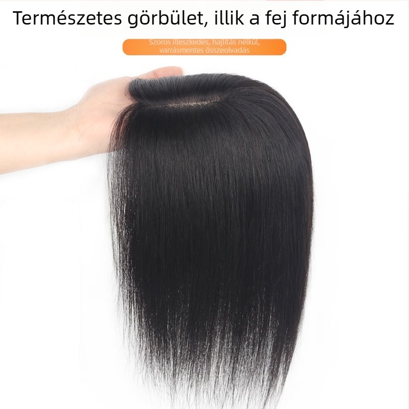 Felső részparóka valódi emberi hajból, lélegző gyémánt hálóval, egyenes haj, festhető