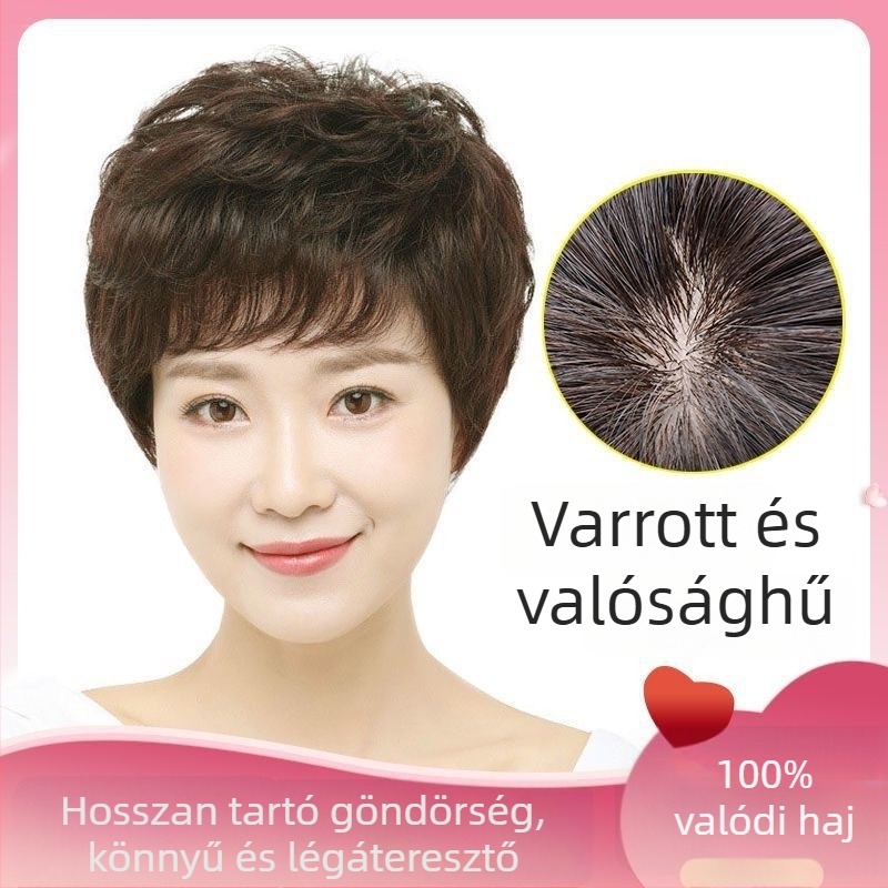 Texturált göndör paróka természetes hajból, felső póthaj a volumenért, bolyhos