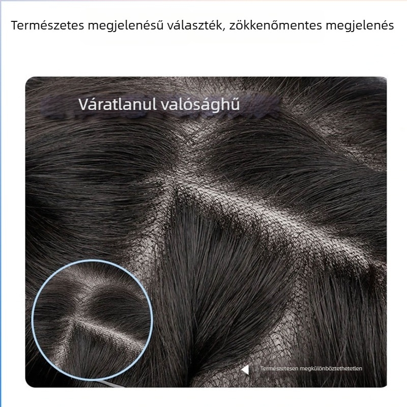 Női mono-hálós paróka, ultra lélegző, teljes valódi haj, magas koronával az ősz haj fedésére