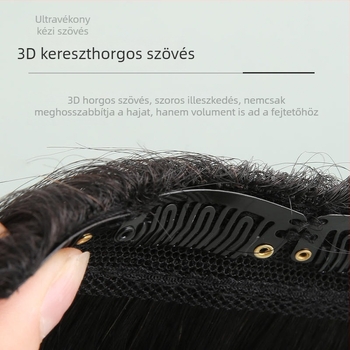 Valódi hajból készült hosszabbító darab, kézzel szőtt, varratmentes, láthatatlan, magas koronával, természetes hajból, paróka darab
