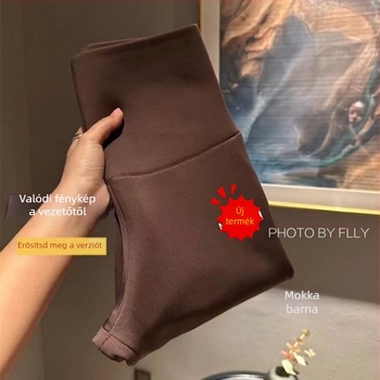 Flíszes Sharkskin női leggings, magas derék, haskontroll, meleg, 3/4 hosszú, szoros fazon