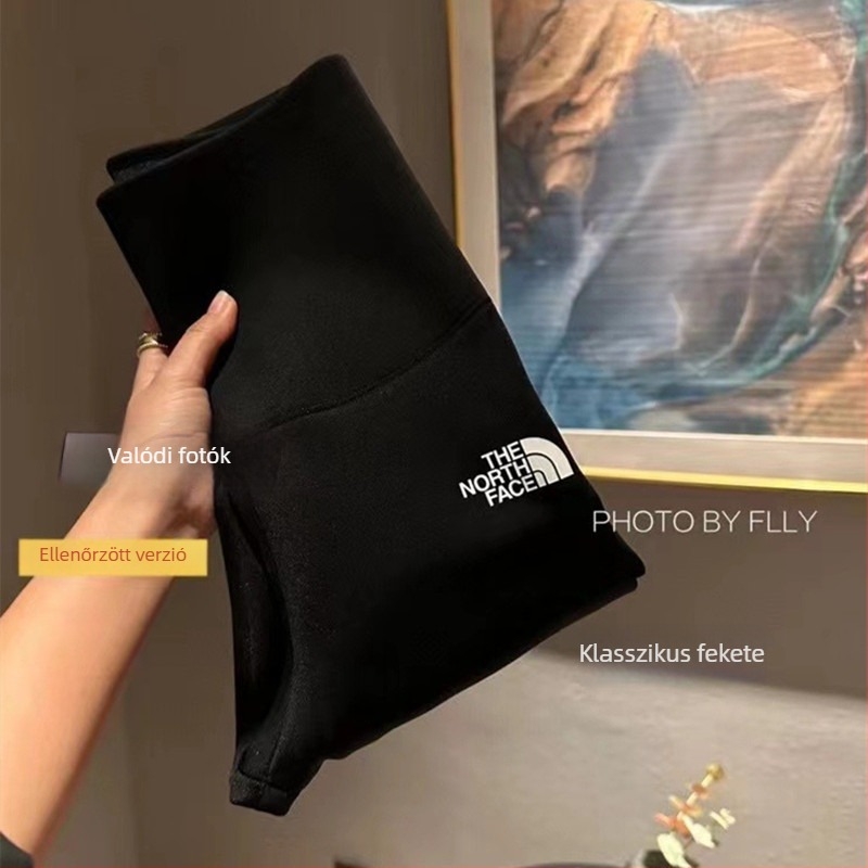 Flíszes Sharkskin női leggings, magas derék, haskontroll, meleg, 3/4 hosszú, szoros fazon