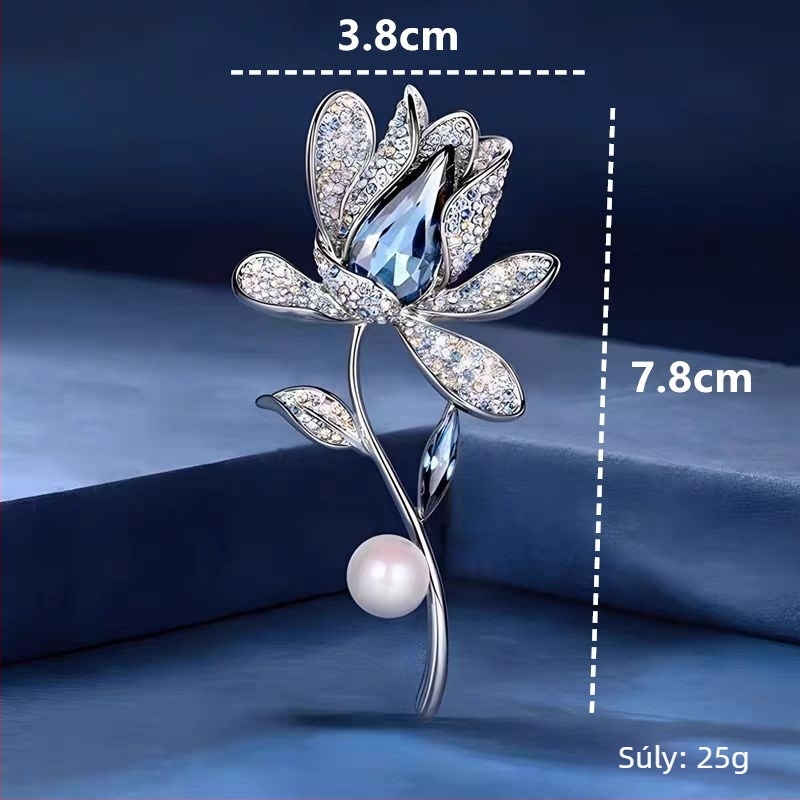 Női broš - Orchidea-völgy dizájn, cinkötvözet, galvanizált felület, könnyű luxus stílus, dekoráció