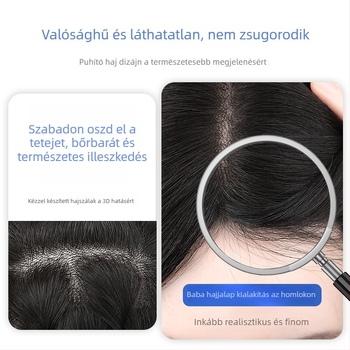 Mono Net paróka darabok, valós emberi hajból, teljesen kézzel készített, egyenes, festhető