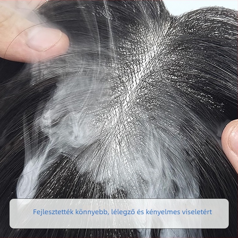 Mono Net paróka darabok, valós emberi hajból, teljesen kézzel készített, egyenes, festhető