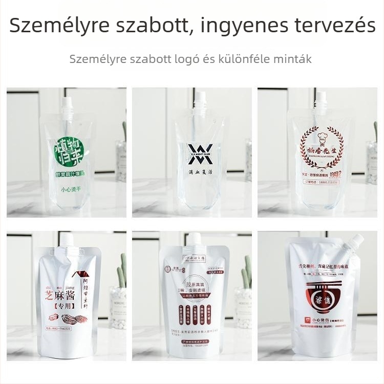 Egyszer használható italcsomag tasak ferde szájú szívócsővel tejes-tea, szója tej és zselés italokhoz — napi gyártás 500000; márka Cantonese