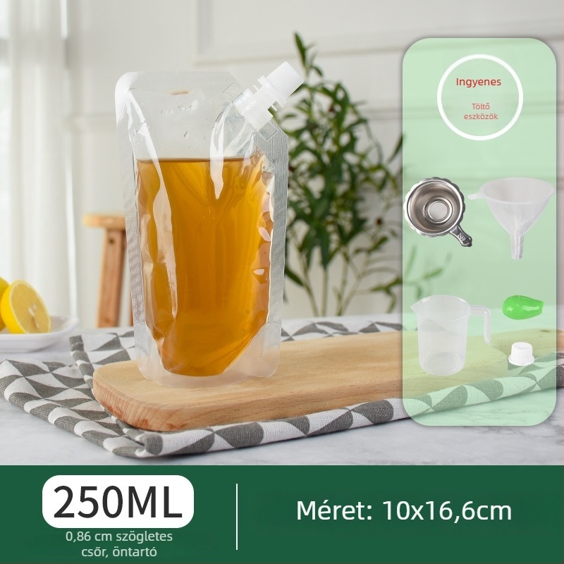 Egyszer használható italcsomag tasak ferde szájú szívócsővel tejes-tea, szója tej és zselés italokhoz — napi gyártás 500000; márka Cantonese