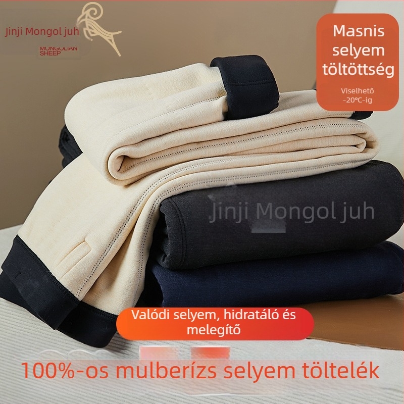 Uniszex nadrág Mulberry selyemmel töltött pamutból, meleg, 3 rétegű, 141–160 g/m²