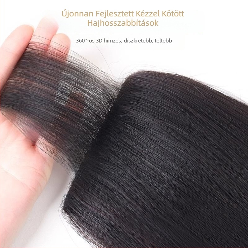Valódi hajból készült póthaj-rész, Edge-Wrapped, kézzel szőtt, egyenes, festhető és dauerolható