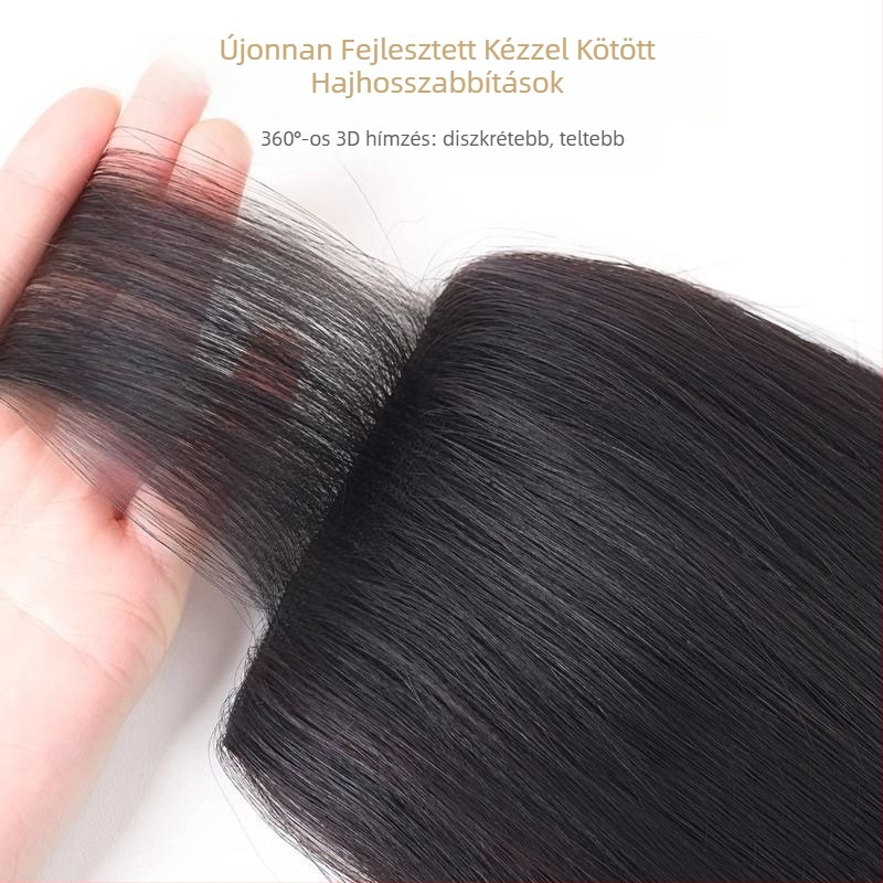 Valódi hajból készült póthaj-rész, Edge-Wrapped, kézzel szőtt, egyenes, festhető és dauerolható