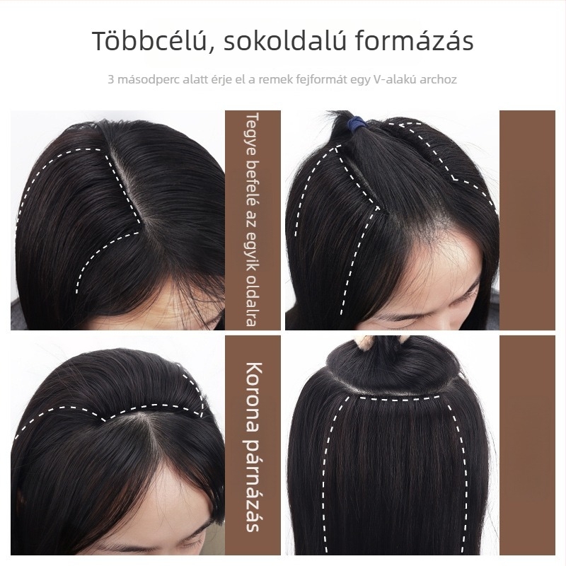 Kézzel szőtt hajpótló darab, valódi hajból, egyenes, festhető és dauerolható