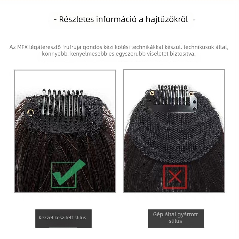 Természetes hajú frufru paróka – légies frufru, természetes hajvonal, láthatatlan varratok nélkül, egyenes frufru, nőknek