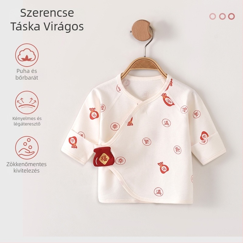 Vékony babatop 100% pamutból – uniszex, V-nyakú, tavasz/nyár