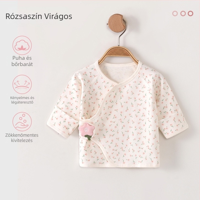 Vékony babatop 100% pamutból – uniszex, V-nyakú, tavasz/nyár