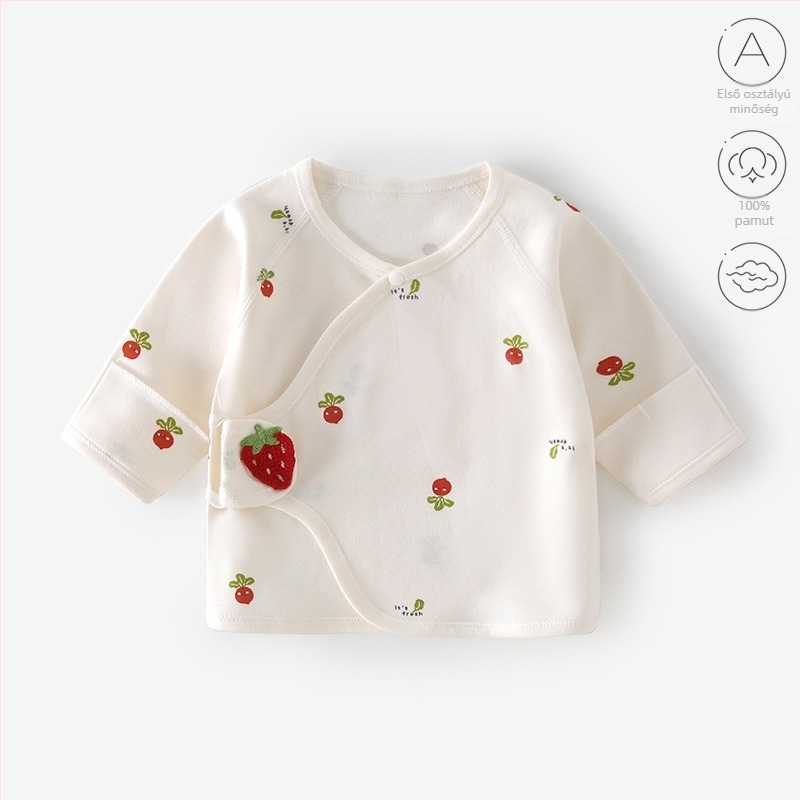 Vékony babatop 100% pamutból – uniszex, V-nyakú, tavasz/nyár