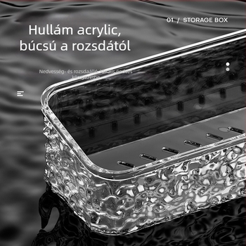 Zexi gleccser-mintázatú akril fürdőszobai polc, falra szerelhető, fúrás nélkül, 10-15 kg teherbírás