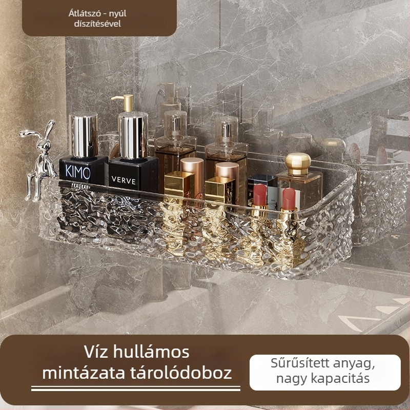 Zexi gleccser-mintázatú akril fürdőszobai polc, falra szerelhető, fúrás nélkül, 10-15 kg teherbírás
