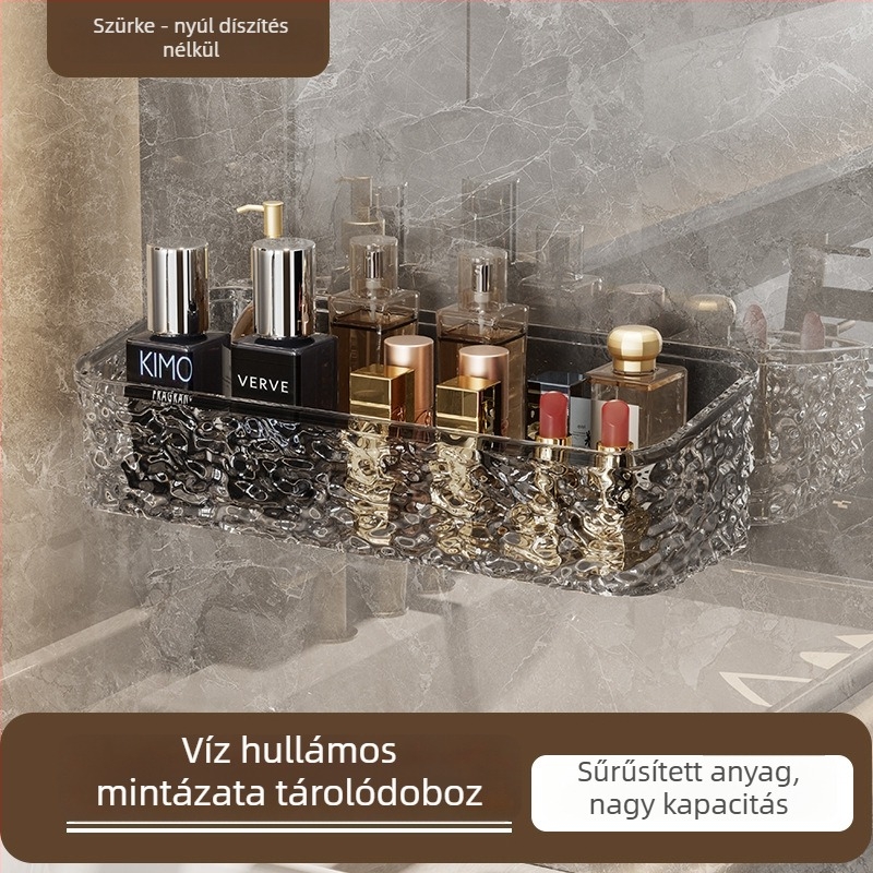 Zexi gleccser-mintázatú akril fürdőszobai polc, falra szerelhető, fúrás nélkül, 10-15 kg teherbírás