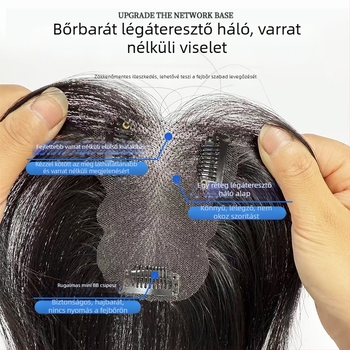 Teljes felső paróka a dúsabb korona érdekében, varrat nélküli, könnyű és lélegző, kézzel készített emberi hajból, természetes megjelenés, nőknek való
