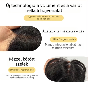 Teljes felső paróka a dúsabb korona érdekében, varrat nélküli, könnyű és lélegző, kézzel készített emberi hajból, természetes megjelenés, nőknek való