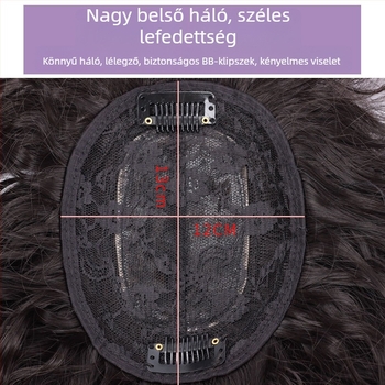 Női paróka topper, könnyű és láthatatlan volumenű póthajdarab, modell PL1807, magas hőmérsékletű szálak