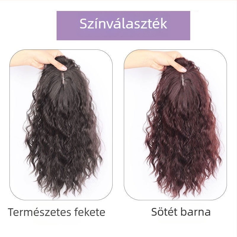 Női paróka topper, könnyű és láthatatlan volumenű póthajdarab, modell PL1807, magas hőmérsékletű szálak