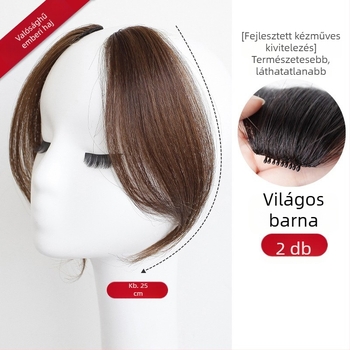 Női paróka nyolcas alakú frufruval, természetes megjelenés, varrat nélküli mindkét oldalon, hajpótló darab a homlokhoz, hőálló rost