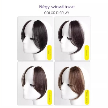 Női paróka nyolcas alakú frufruval, természetes megjelenés, varrat nélküli mindkét oldalon, hajpótló darab a homlokhoz, hőálló rost